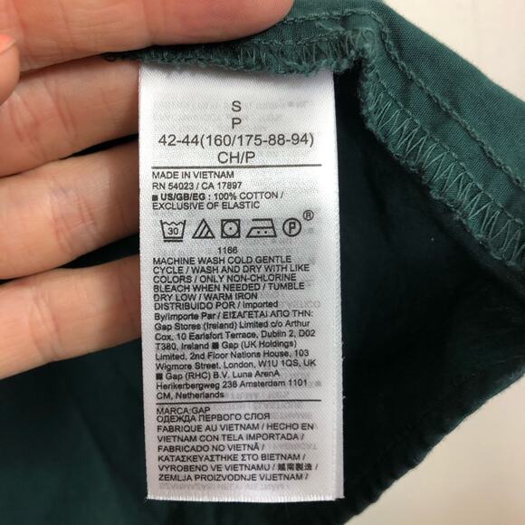 Gap Top Babydoll V Neck Tank Green Cotton Pleated Cami Flowy Loose Boho Small - Picture 6 of 8